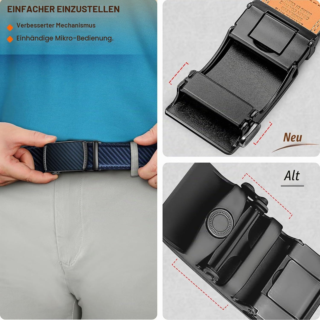 BULLIANT Gürtel Herren, Gürtel Ratsche Ledergürtel Automatikschliesse für Herren Anzug Business Klei