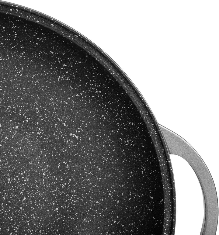 Sitram 714225 Wok, Aluguss, innen mit Steinoptik, Ø 32 cm, Höhe 8 cm, Antihaftbeschichtung, 2-lagig,