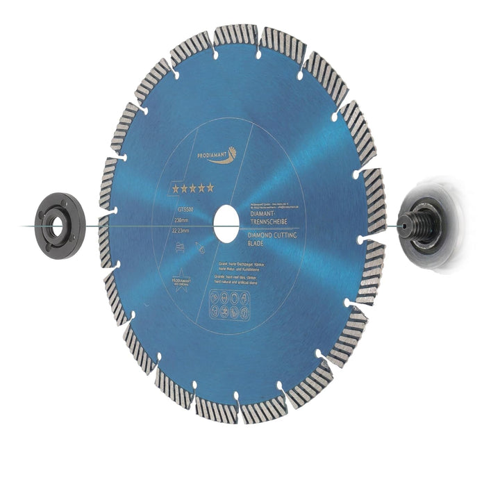 PRODIAMANT Fastcut Highspeed Diamant-Trennscheibe 230 mm x 22,23 mm für sehr harte Baustoffe wie Kal