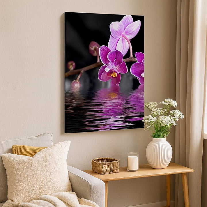 Bilder auf Leinwand 55x100cm Leinwandbild mit Rahmen Asien exotisch orchidee blume Gross Wanddeko Bi