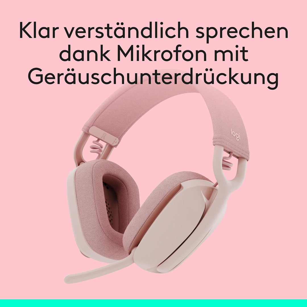 Logitech Zone Vibe 100 Leichte, kabellose Over-Ear-Kopfhörer mit geräuschunterdrückendem Mikrofon, M