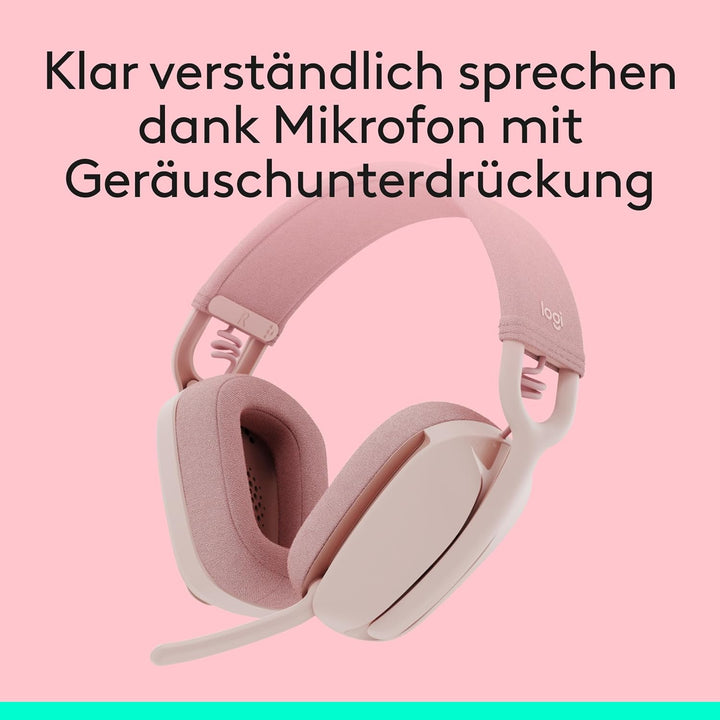 Logitech Zone Vibe 100 Leichte, kabellose Over-Ear-Kopfhörer mit geräuschunterdrückendem Mikrofon, M
