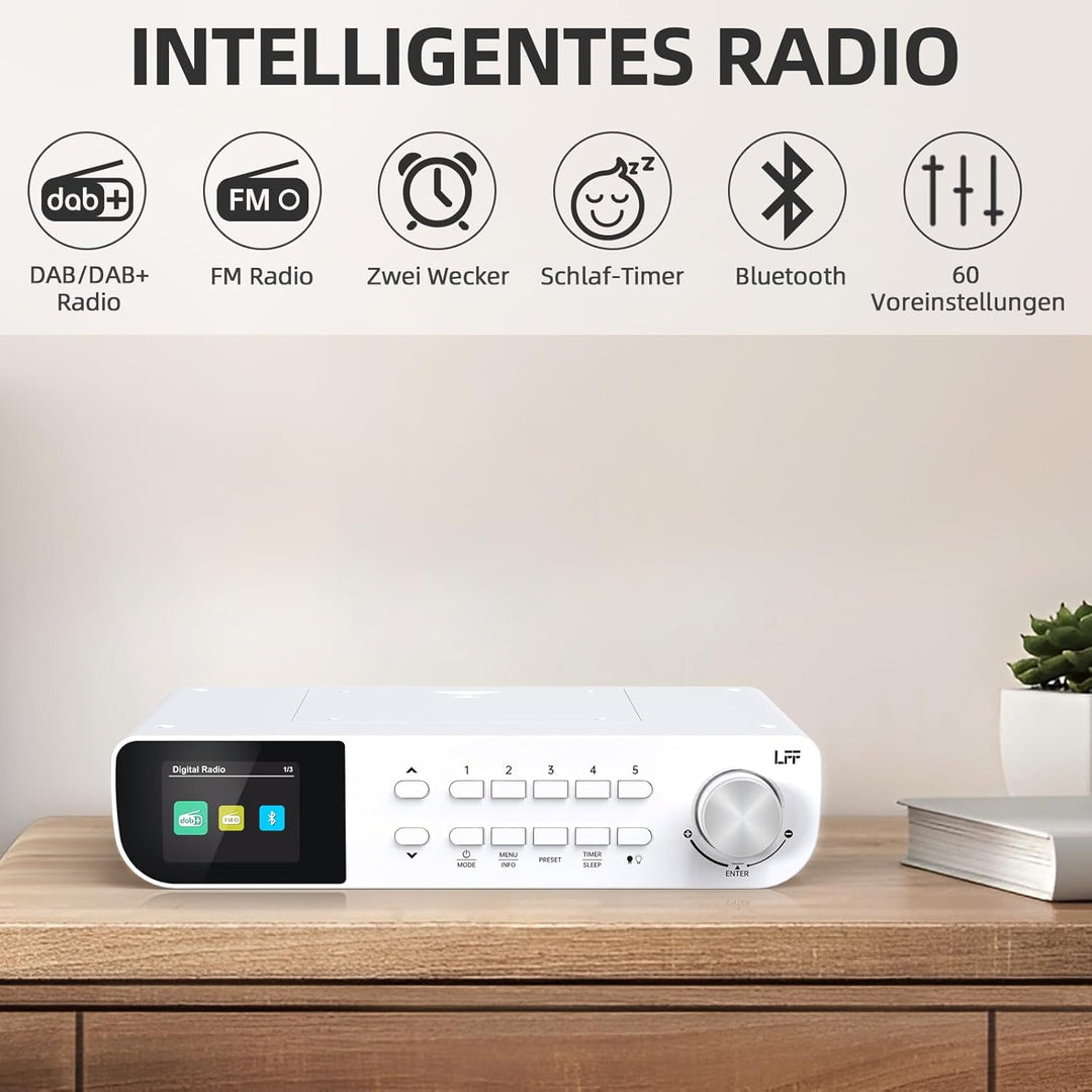 DAB Radio, LFF Küchenradio, DAB Digital Radio, DAB+ Radio Unterbau, Tragbares Küchen Radio Kabelgebu
