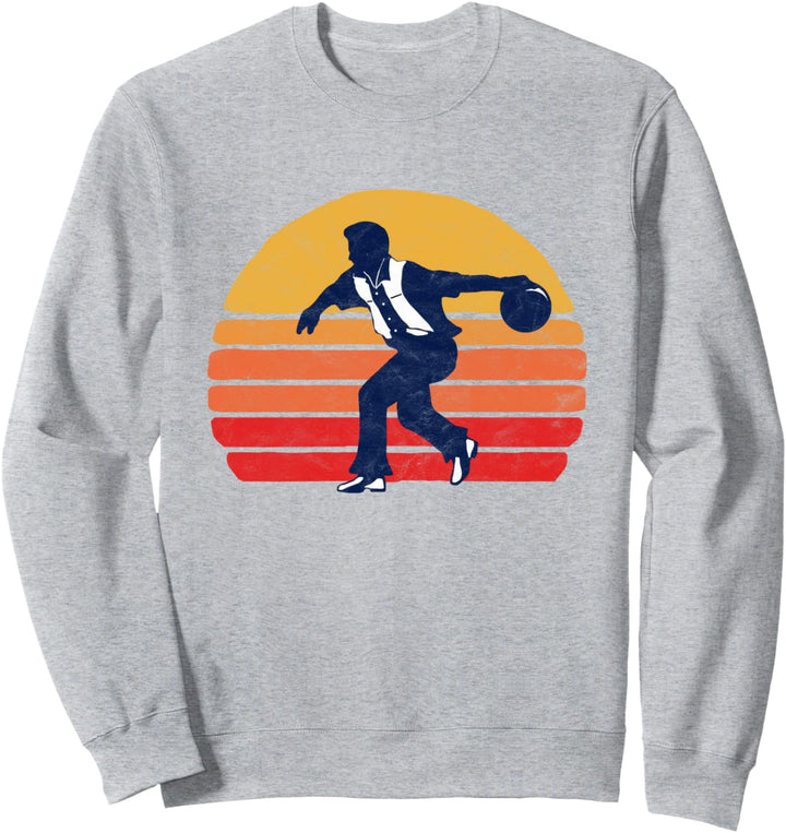 Retro Bowler Vintage 80's Sun Hipster Bowling Graphic Sweatshirt