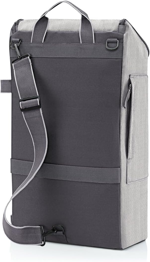 reisenthel citycruiser Set (Rack + Bag) Tasche Herringbone Grey + Rack Black - Praktische Einkaufsta