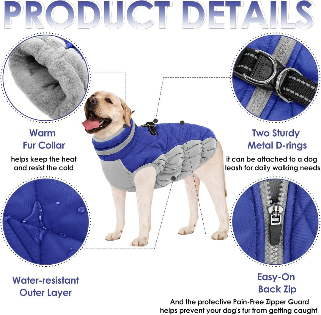 AOFITEE Hundejacke Kleine Hunde, Wasserdicht Hunde Wintermantel Warm Hundemantel mit Geschirr, Rollk