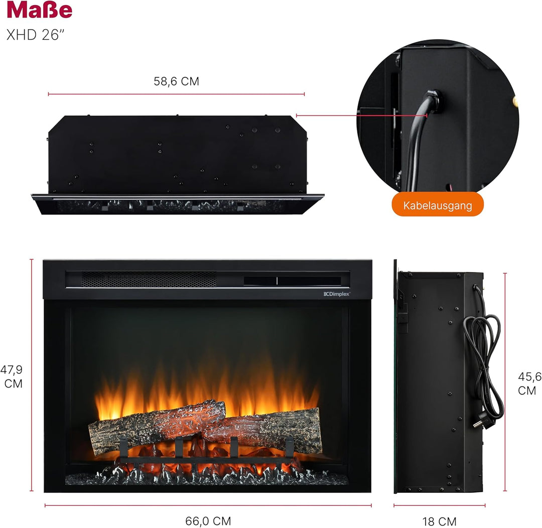 Dimplex 210975 XHD26 Firebox 26" Elektro-Kamineinsatz, 1400 W, Schwarz