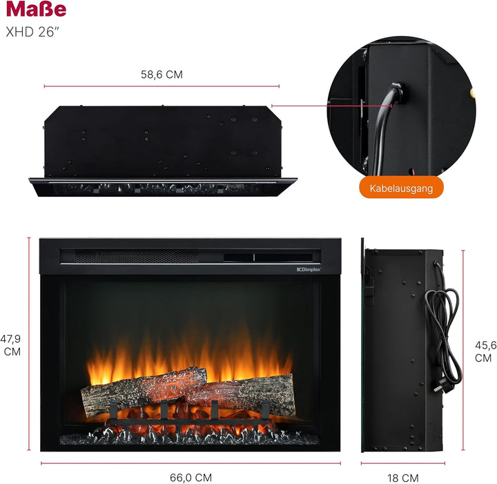 Dimplex 210975 XHD26 Firebox 26" Elektro-Kamineinsatz, 1400 W, Schwarz