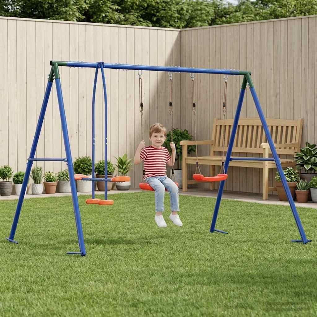 Mangloder Mehrfarbiges Outdoor Schaukelset 263 x 185 x 185 cm aus Stahl und PE für Garten, Spielplat