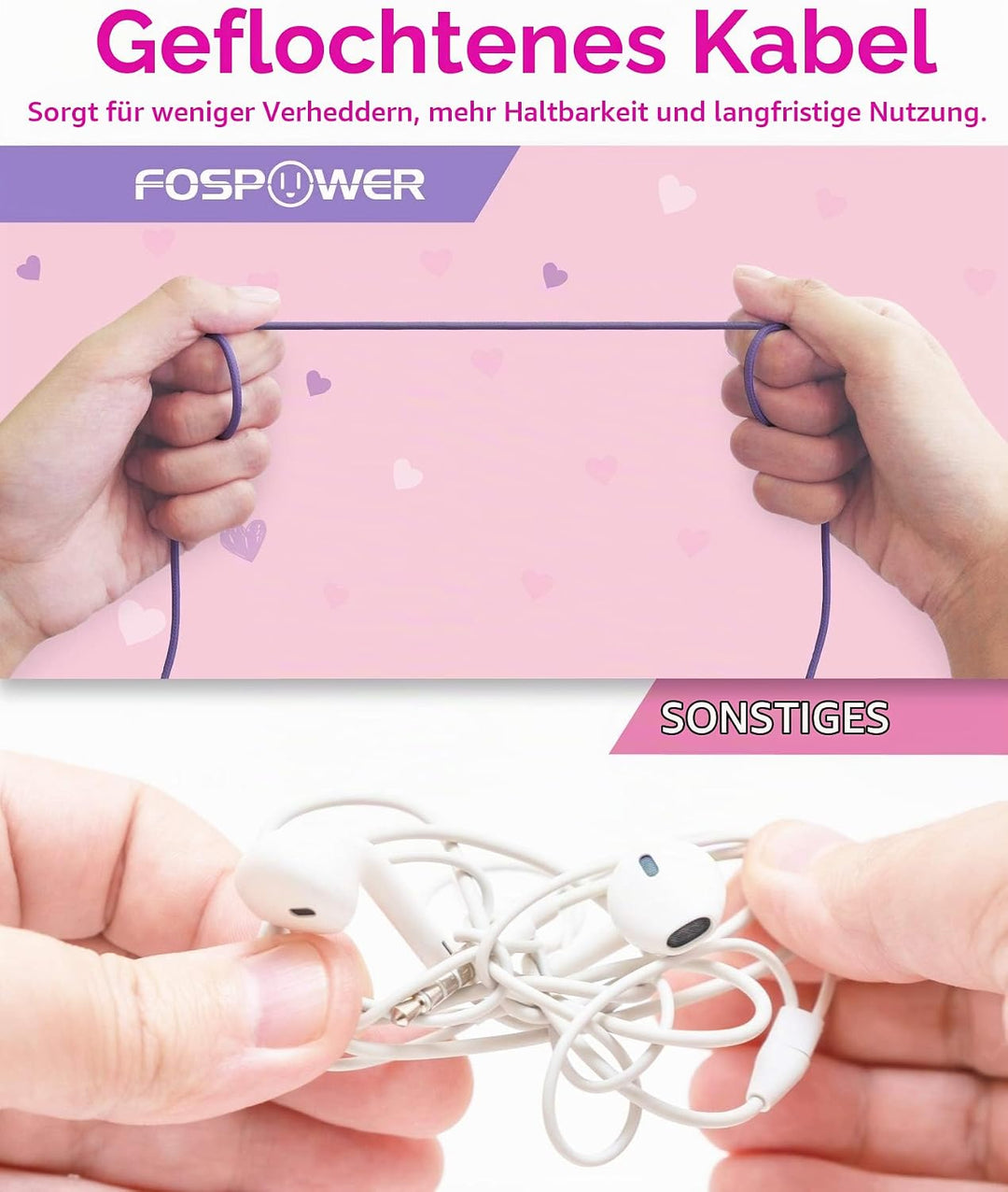 FosPower - Kopfhörer Kinder mit LED leuchten Katzenohren, 3,5mm On Ear Audio Kopfhörer für Kinder mi