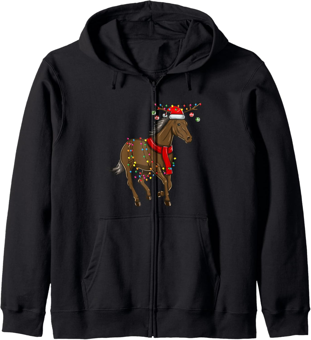 Weihnachtsbeleuchtung mit Geweih und Ornamenten Kapuzenjacke