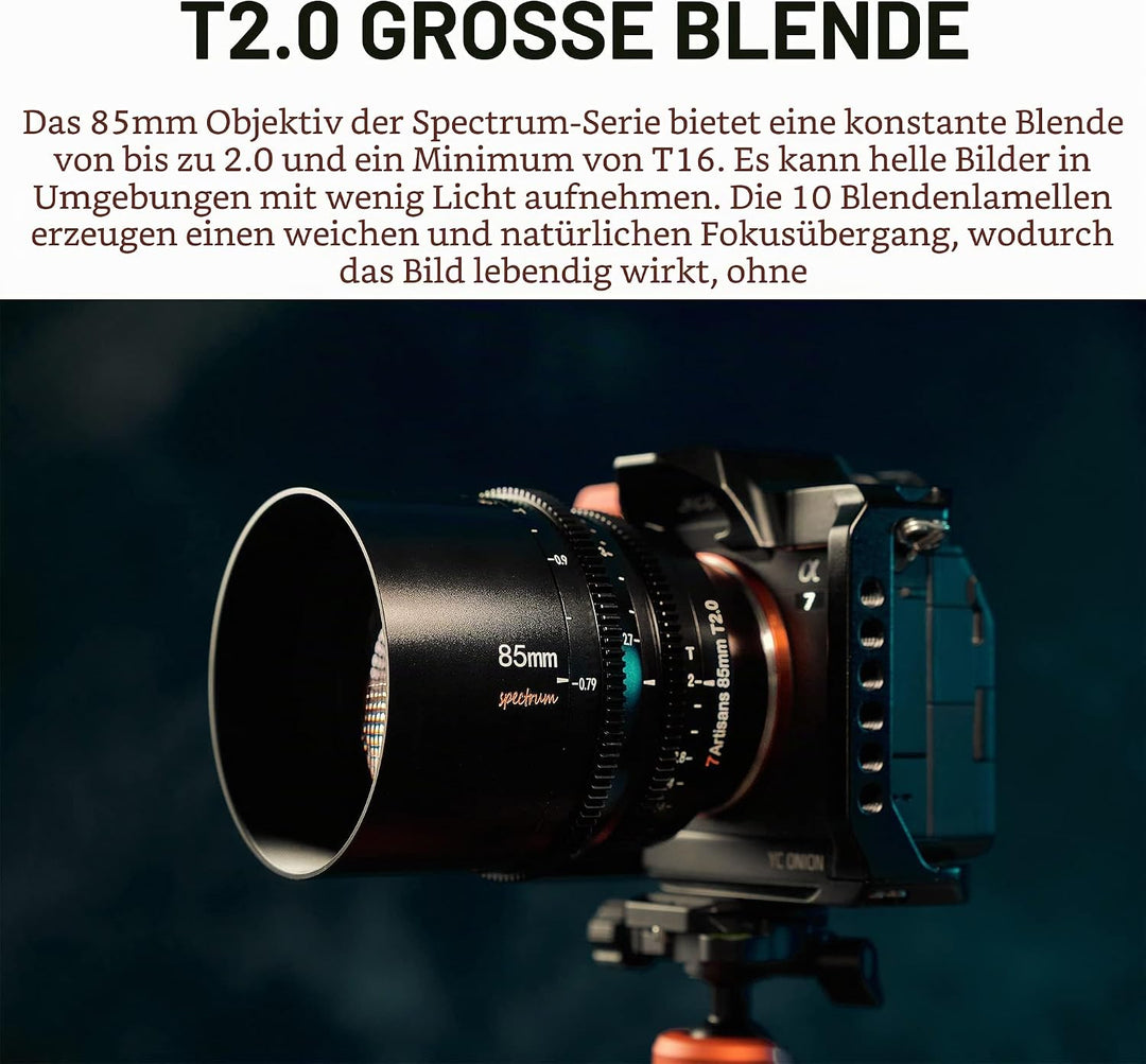 7artisans 85 mm T2.0 grosse Blende, Vollformat-Objektiv, L-Mount, manueller Fokus, geringe Verzerrun