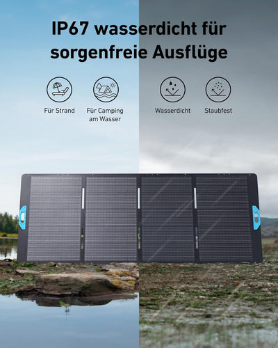 Anker SOLIX PS400 Solarpanel, 400W Faltbares Solarmodul, IP67 Wasserfest, Photovoltaik Modul Solaran