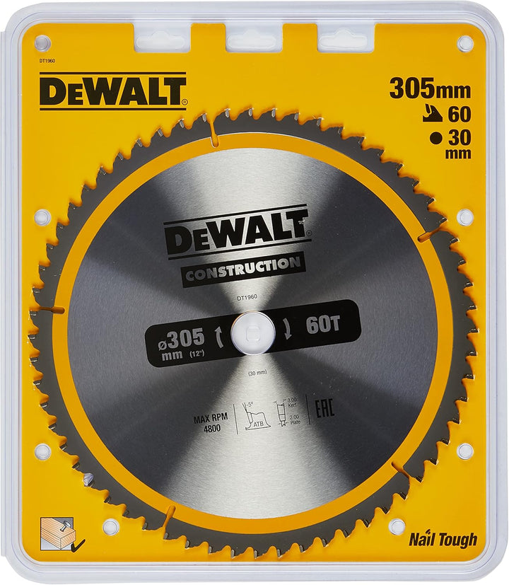 Dewalt Construction Bau-Kreissägeblatt DT1960 (für Verwendung in Stationärsägen, ø: 305 mm Bohrung: