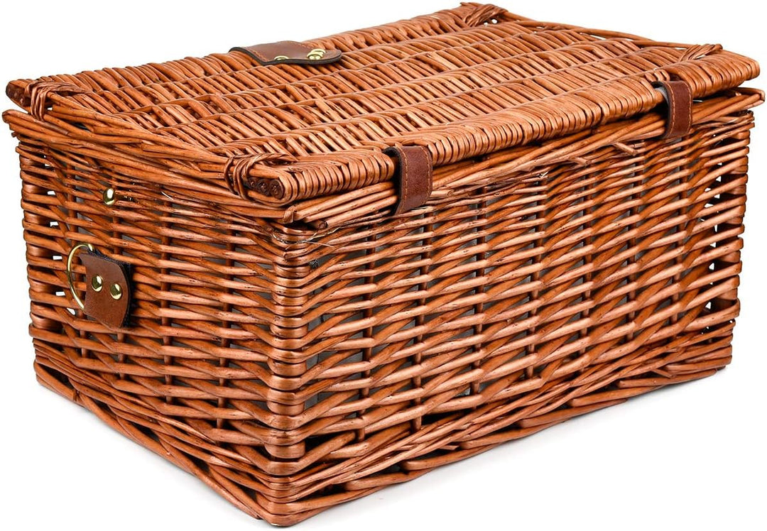 Picknickkorb für 2 Personen mit Kühlfach - Inklusive Bestecksets, Kühlfach, Korkenzieher und Keramik