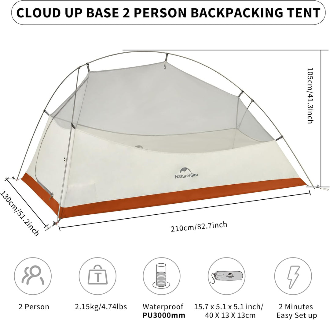 Naturehike Cloud Up Pro/Base/UL/EXT Zelt 2 Person Leichtes Campingzelt, Einfacher Aufbau Winddicht &amp;