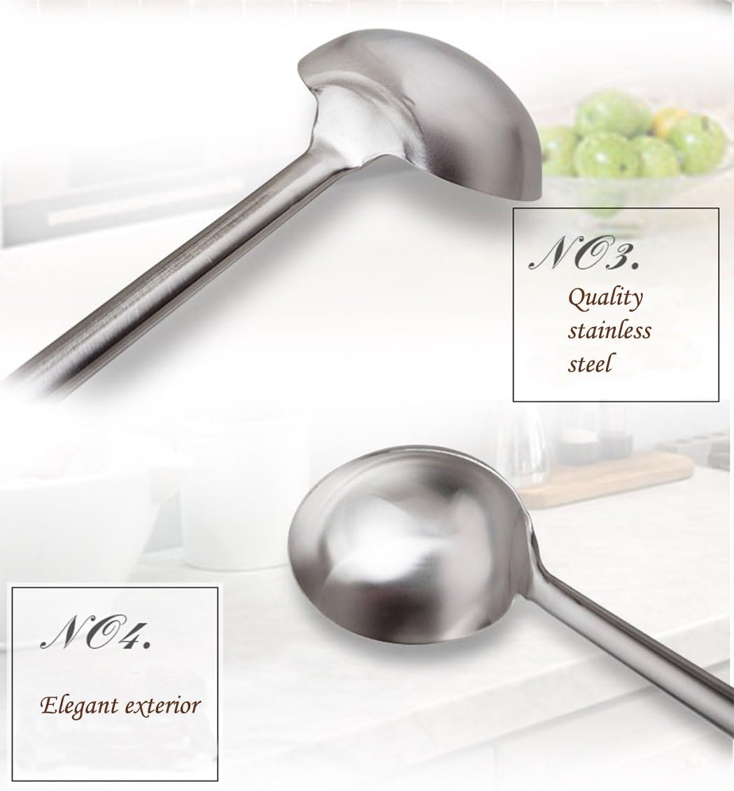 TENTA Kitchen Professional Large Stainless Steel Serving Ladle Spoon - Gravy Ladle Soup Spoon for Sc