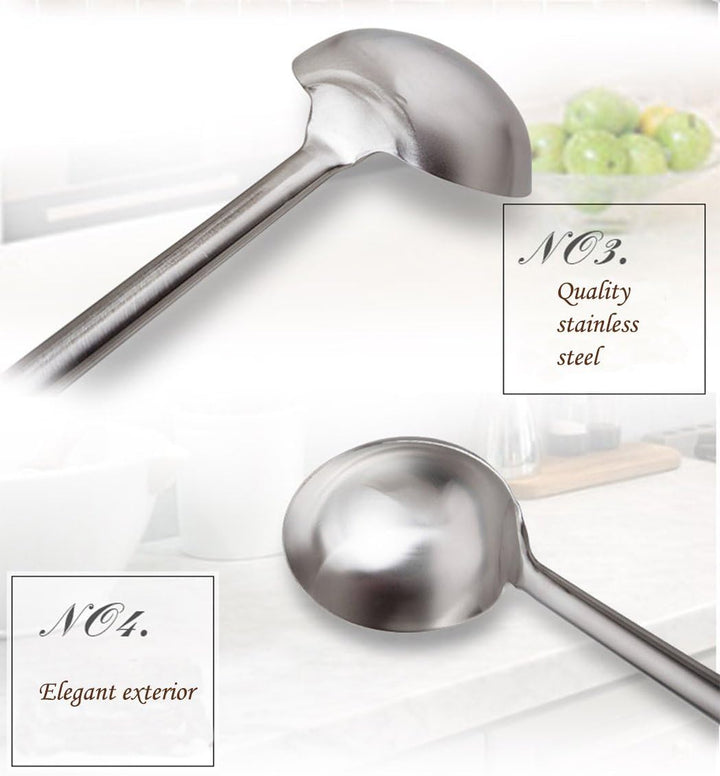 TENTA Kitchen Professional Large Stainless Steel Serving Ladle Spoon - Gravy Ladle Soup Spoon for Sc