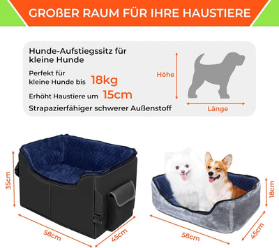 Babenest Hunde Autositz, Sehr Stabiler Auto Erhöhter mit Sicherheitsgurt für Kleine oder Mittlere Hu