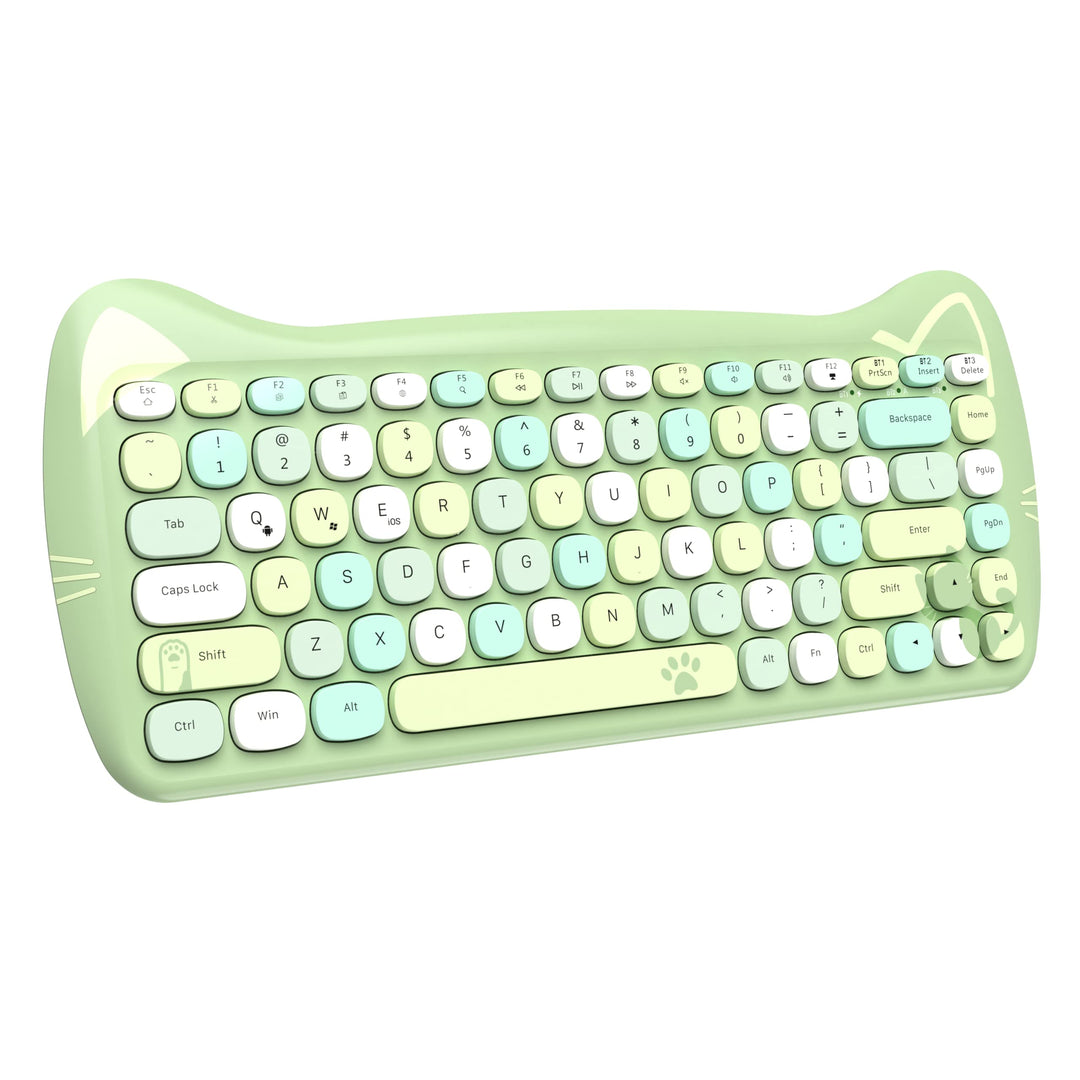ZIYOU LANG 3060i Wireless Cute Computer Tastatur, Lovely Cat Retro Silent Slim Bluetooth Tastatur, R