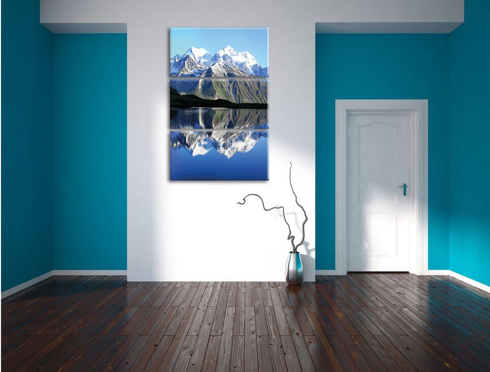 Pixxprint Berge am See 3-Teiler Leinwandbild 120x80 Bild auf Leinwand