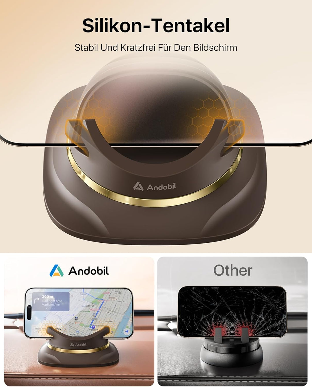 andobil Handyhalterung Auto Handyhalterung [ 2026 Einfach zu Benutzen ] Handy Halterung Auto Armatur