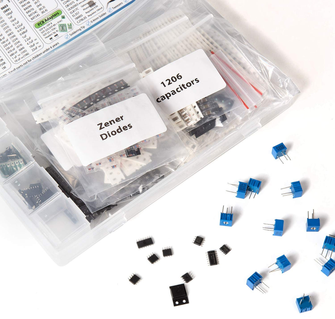 SMD SMT Elektronische Bauteile Sortiment, 1206, 0805, 0603, Widerstände, Kondensatoren, Dioden, Tran