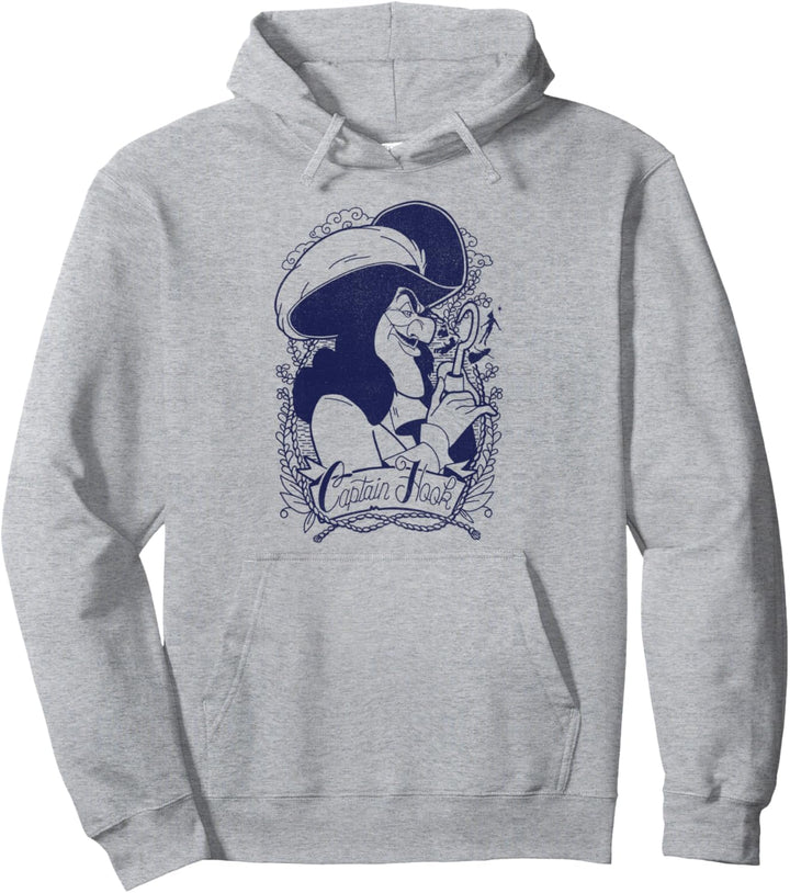 Disney Peter Pan Captain Hook Outline Portrait Pullover Hoodie