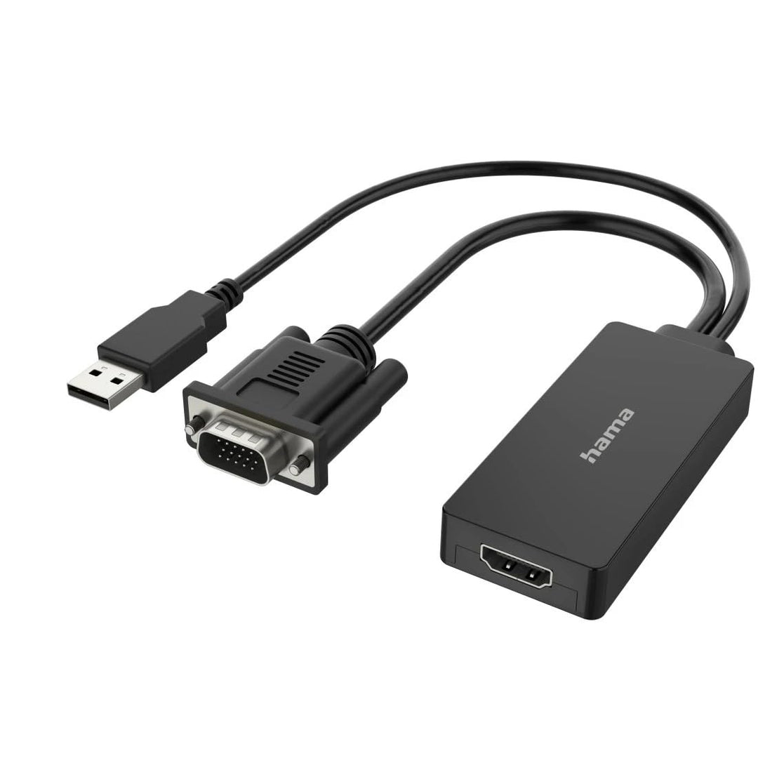 Hama VGA und USB auf HDMI Adapter, Full HD 1080p (VGA und USB Stecker, HDMI Buchse, Adapter zum Ansc