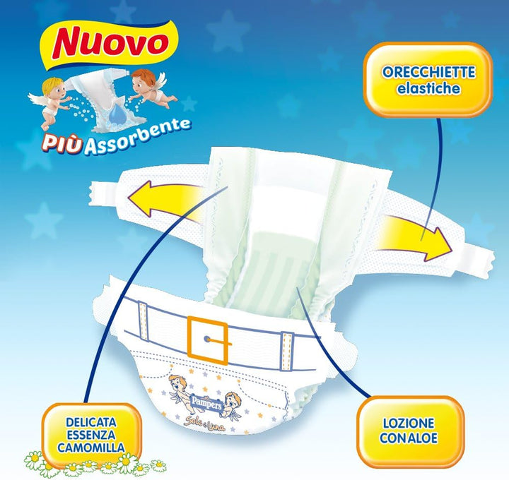 P.pampers sole/luna extralarge (1000047097) Taglia 6 (Confezione da 78) 15-30 kg, Taglia 6 (Confezio