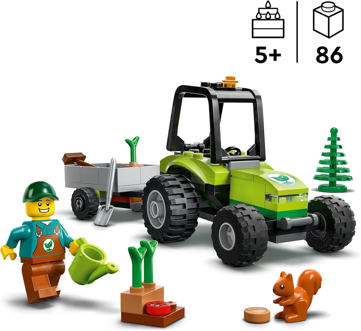 LEGO 60390 City Kleintraktor, Spielzeug-Traktor mit Anhänger, Fahrzeug zum Bauernhof-Set mit Gärtner