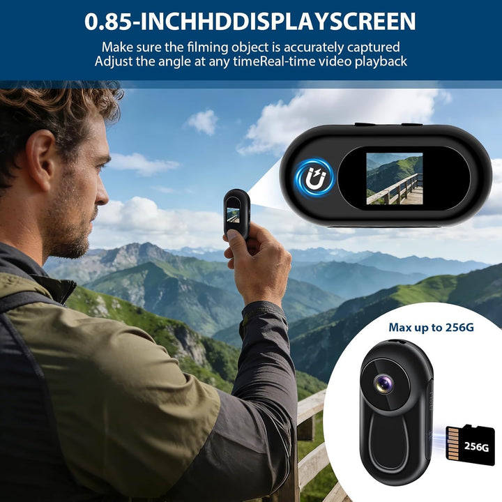 Mini Kamera Action, 1080P HD & 120° Weitwinkel Action Cam Mini, 120 Minuten Aufnahmezeit Bodycam mit