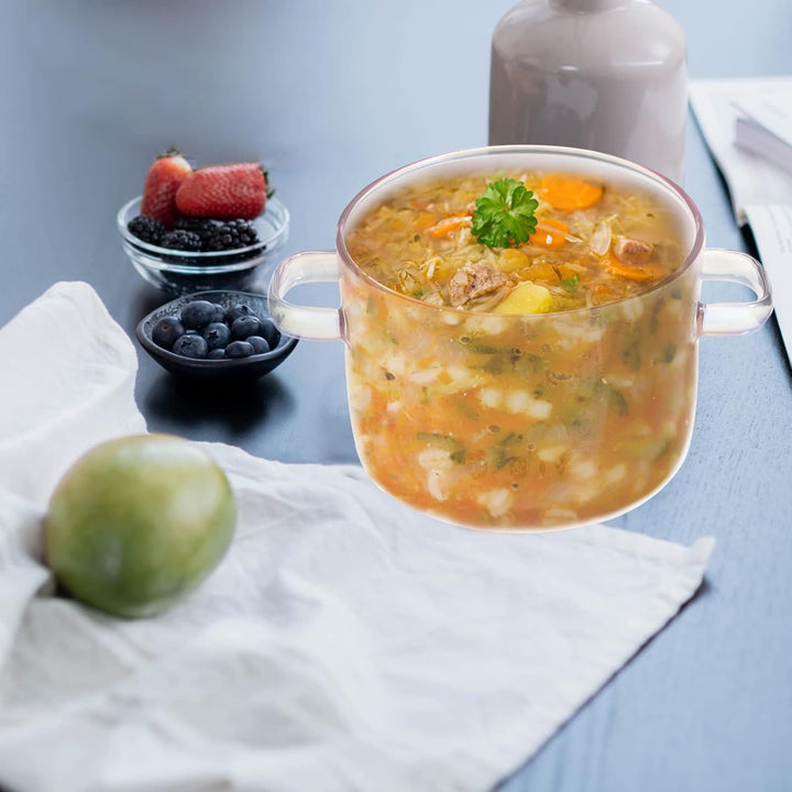 UPKOCH Pfannensets Glastopf Mit Deckel: Glas Mit Löffel 1. 5L Antihaftbeschichteter Suppentopf Sauce