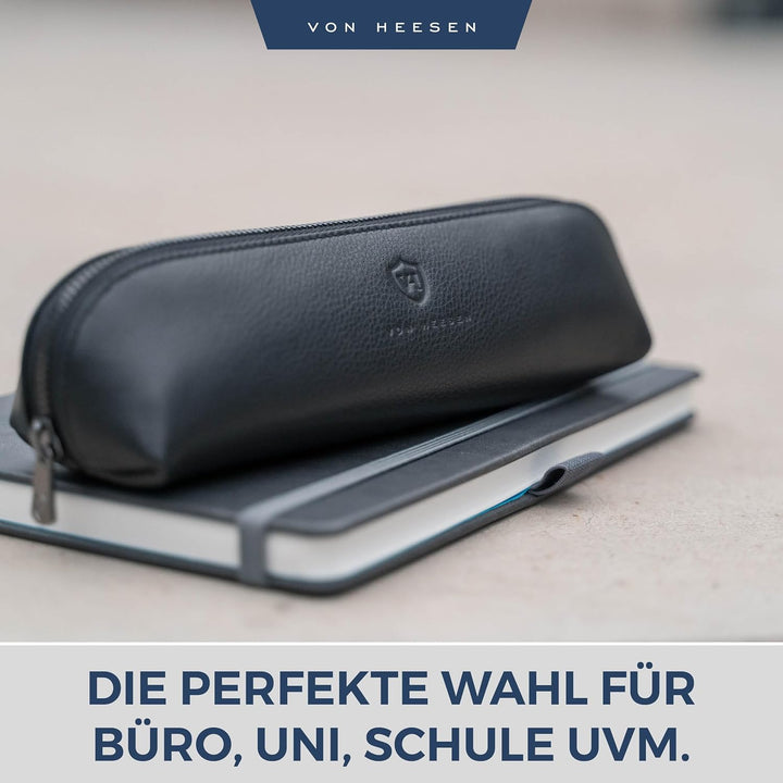 VON HEESEN® Echtleder Federmäppchen Leder Federmappe Etui für Stifte Mäppchen Schule Federtasche Uni