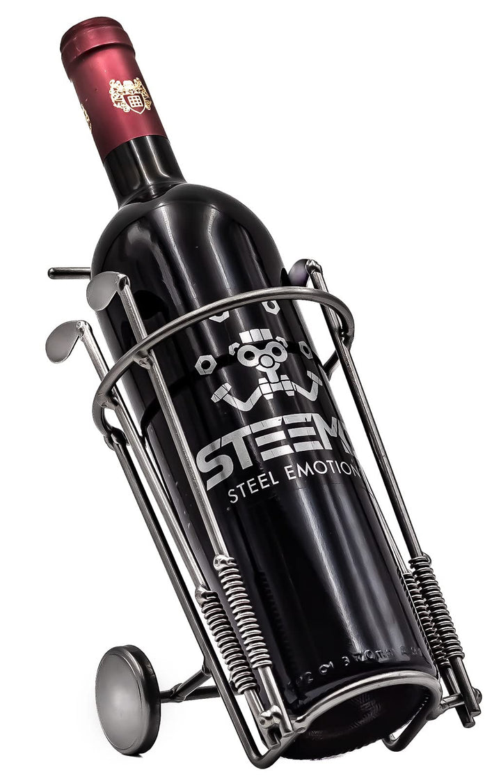 STEEMO Original Schraubenmännchen Weinflaschen-Halter Golftasche Golfbag - handgefertigter Weinhalte