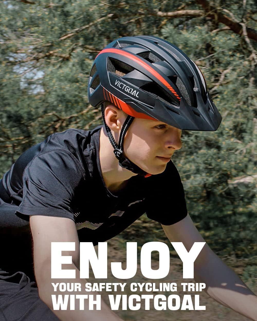 VICTGOAL Fahrradhelm Herren Damen MTB Helm mit Abnehmbarer Magnetische Schutzbrille Visier Atmungsak