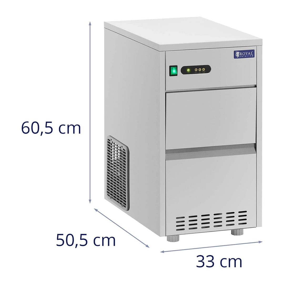 Royal Catering RCIC-20BI Eiswürfelmaschine 20 kg/24 h 165 W Edelstahl Ice Maker Eiswürfelmaschine Ga