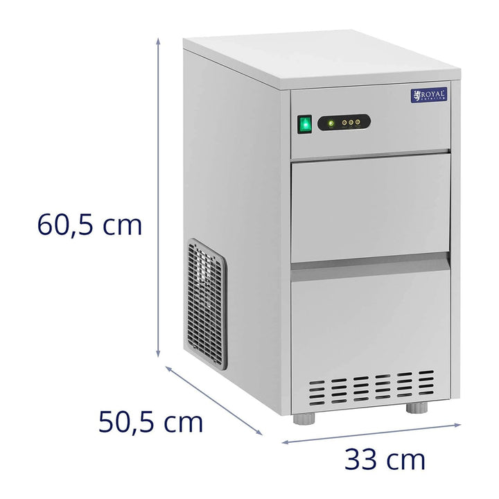 Royal Catering RCIC-20BI Eiswürfelmaschine 20 kg/24 h 165 W Edelstahl Ice Maker Eiswürfelmaschine Ga