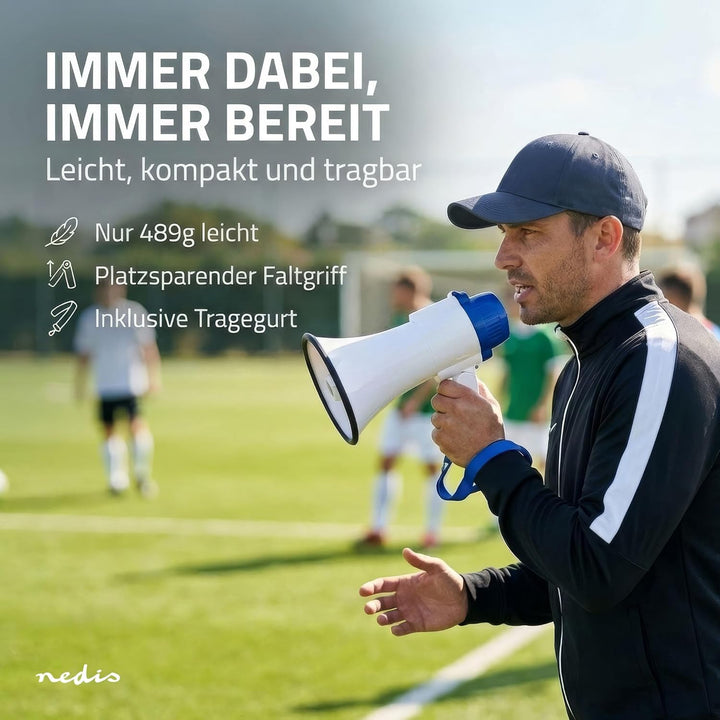 Megaphon - Maximale Reichweite: 1500 m - max. Lautstärke-Regler: 120 dB - Abnehmbares Mikrofon - Ein