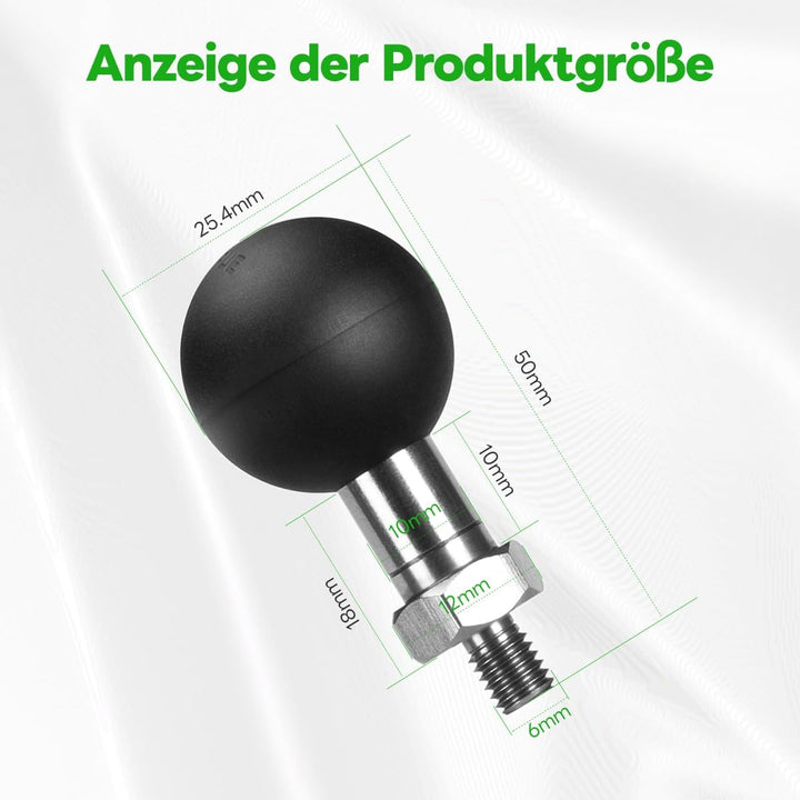 FANAUE 1" Kugel Adapter Kompatibel RAM Mounts B Grösse Doppelsockelarm,mit M6 x 1.0 Gewindepfosten,A
