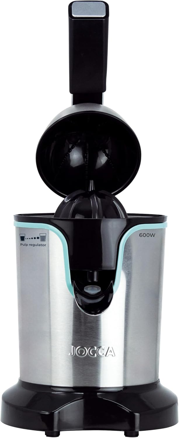 JOCCA Elektrische Zitruspresse mit Hebel, 600 W, Fassungsvermögen 0,4 l, 2 austauschbare Kegel, Filt