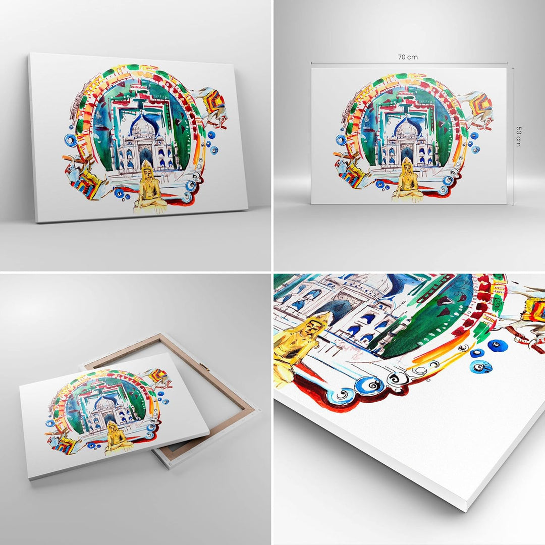 Bilder auf Leinwand Elefanten Indien Religion Kultur Leinwandbild 70x50cm Wandbilder Dekoration Wohn