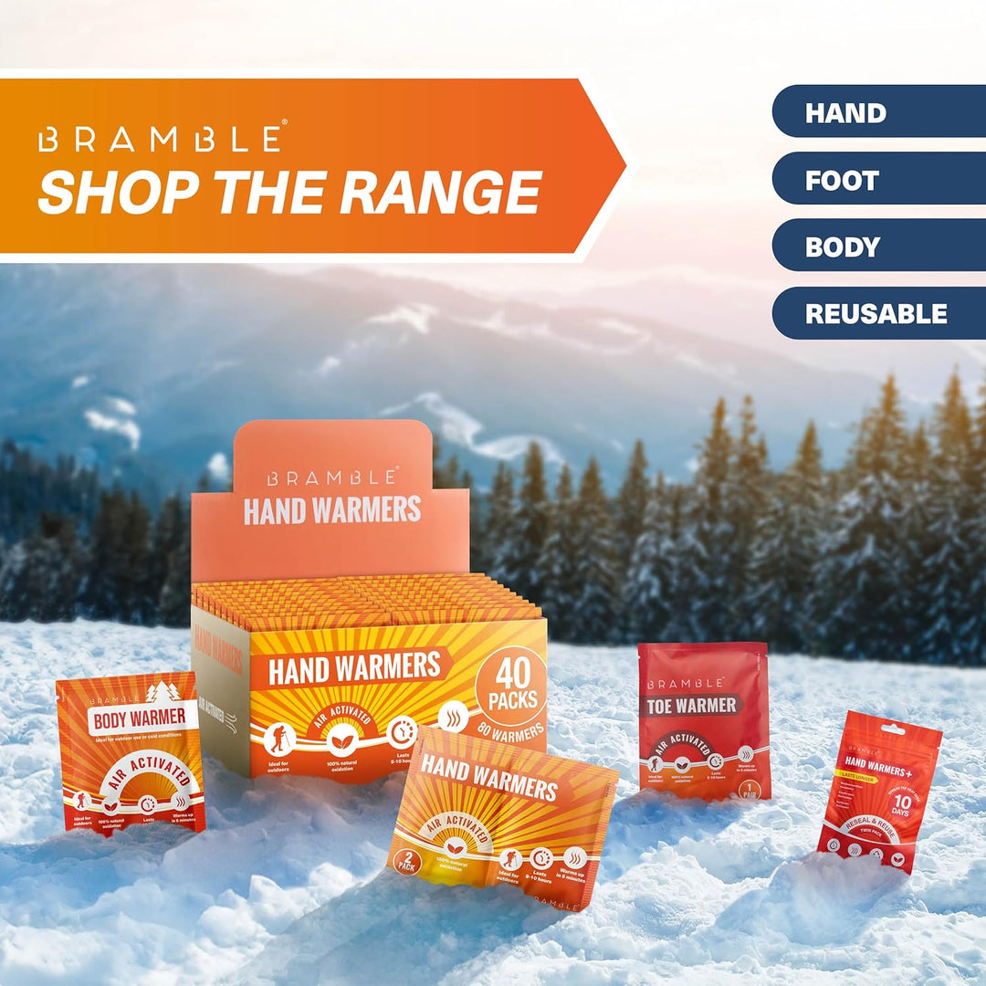 BRAMBLE - 80 Stück Natürliche Luftaktivierte Fusswärmer (40 Paar) - Sohlenwärmer für Outdoor, Wander