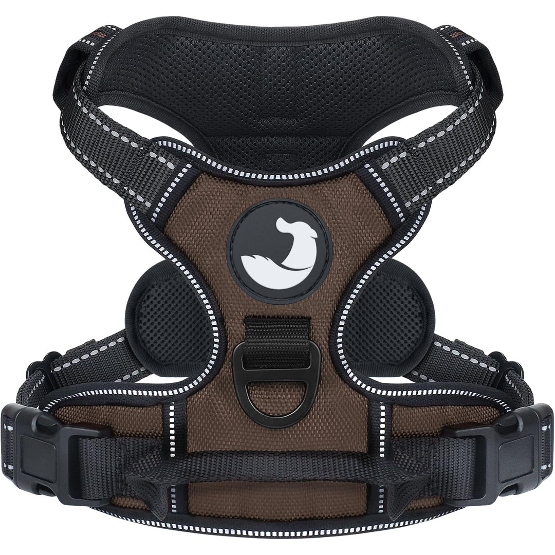 Joytale Anti-Zug Hundegeschirr für grosse Hunde, Braun, L | Perfekter Sitz, gepolstert &amp; reflektiere