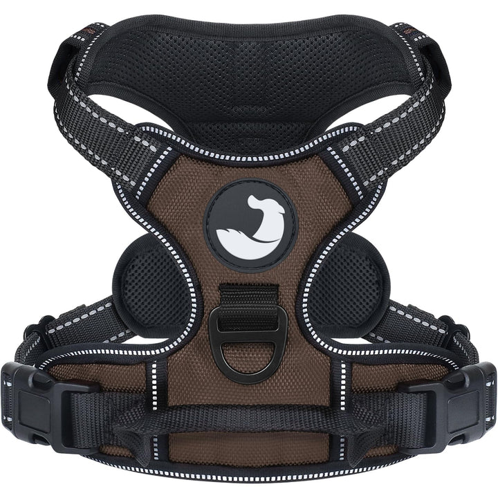 Joytale Anti-Zug Hundegeschirr für grosse Hunde, Braun, L | Perfekter Sitz, gepolstert &amp; reflektiere