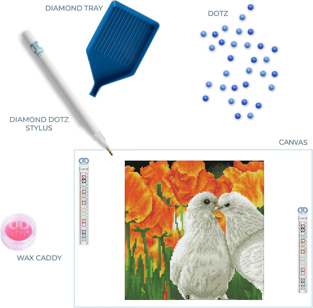 DIAMOND DOTZ DD5.077 - Original 5D Diamond Painting Set Küssende Tauben, Kreativset mit 11.236 Diama