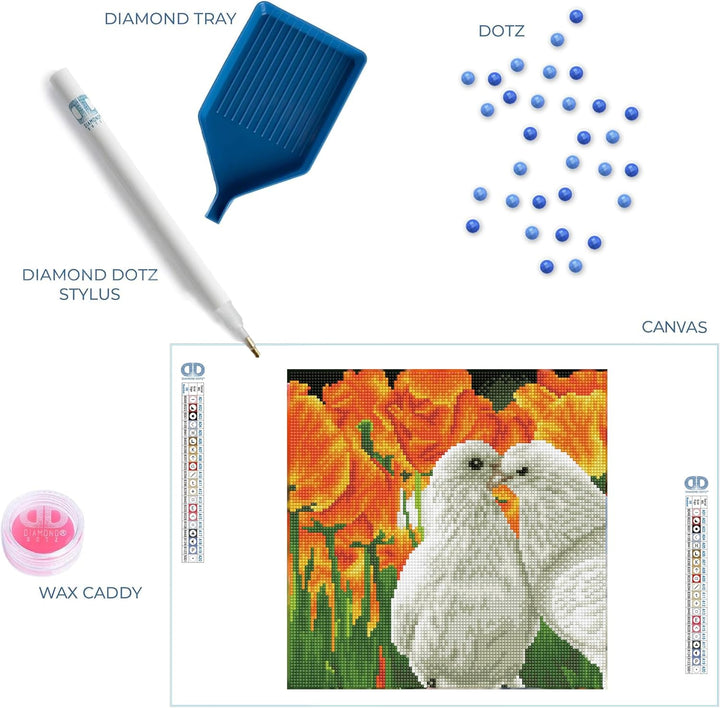 DIAMOND DOTZ DD5.077 - Original 5D Diamond Painting Set Küssende Tauben, Kreativset mit 11.236 Diama