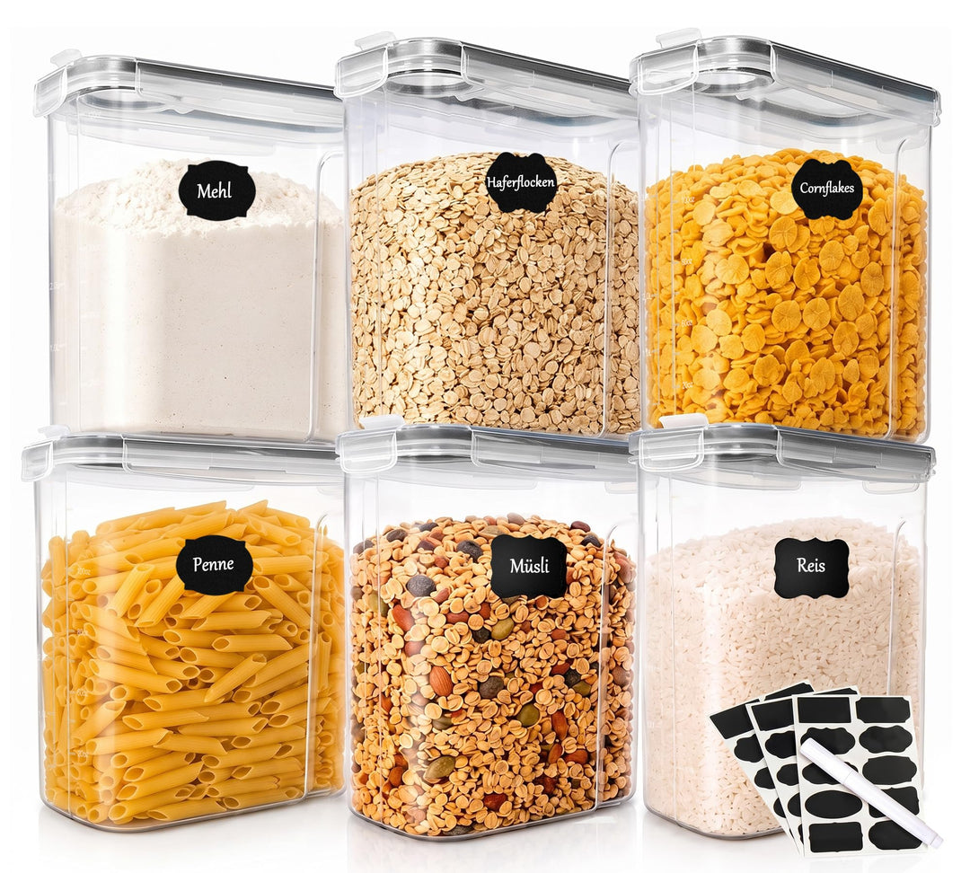 GoMaihe 4L Vorratsdosen 6 Set, Aufbewahrungsbox Küche Luftdicht Behälter aus Plastik Mit Deckel, Vor