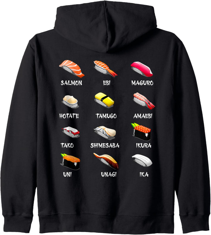 Sushi Variationen Japanesische Küche Kawaii Kapuzenjacke