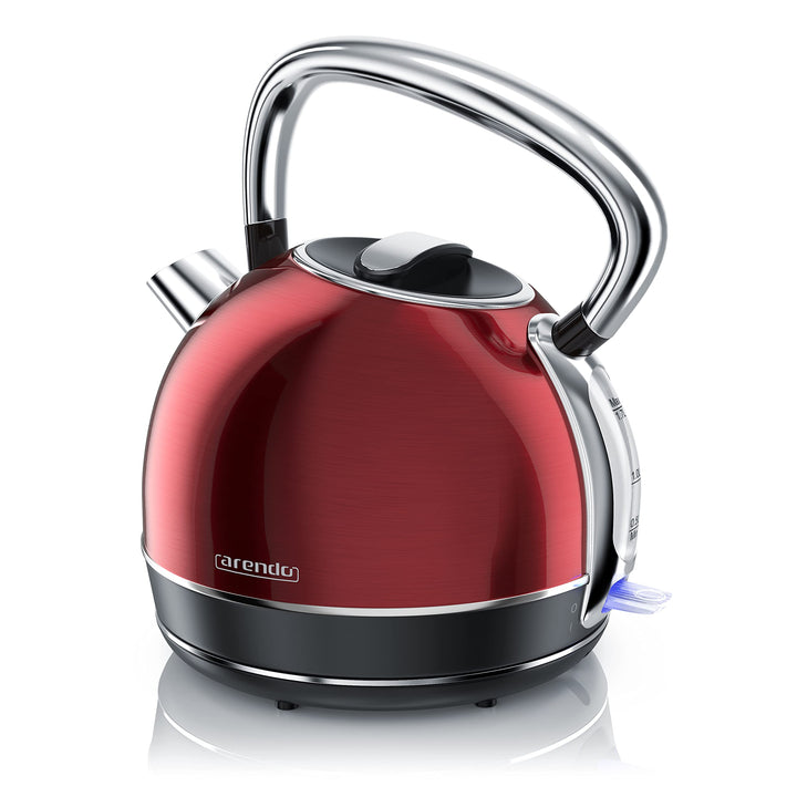 Arendo - Wasserkocher Retro Edelstahl Teekessel im Vintage Style - max. 2200 Watt - austauschbarer K